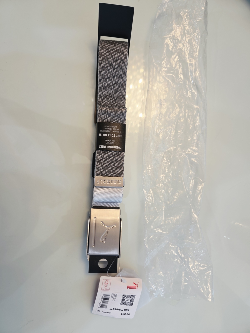 Puma Men’s Gray Woven Belt with Silver Buckle